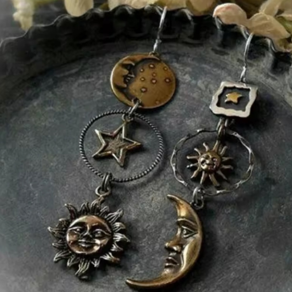 Anthropologie Gold and Silver Celestial Earrings